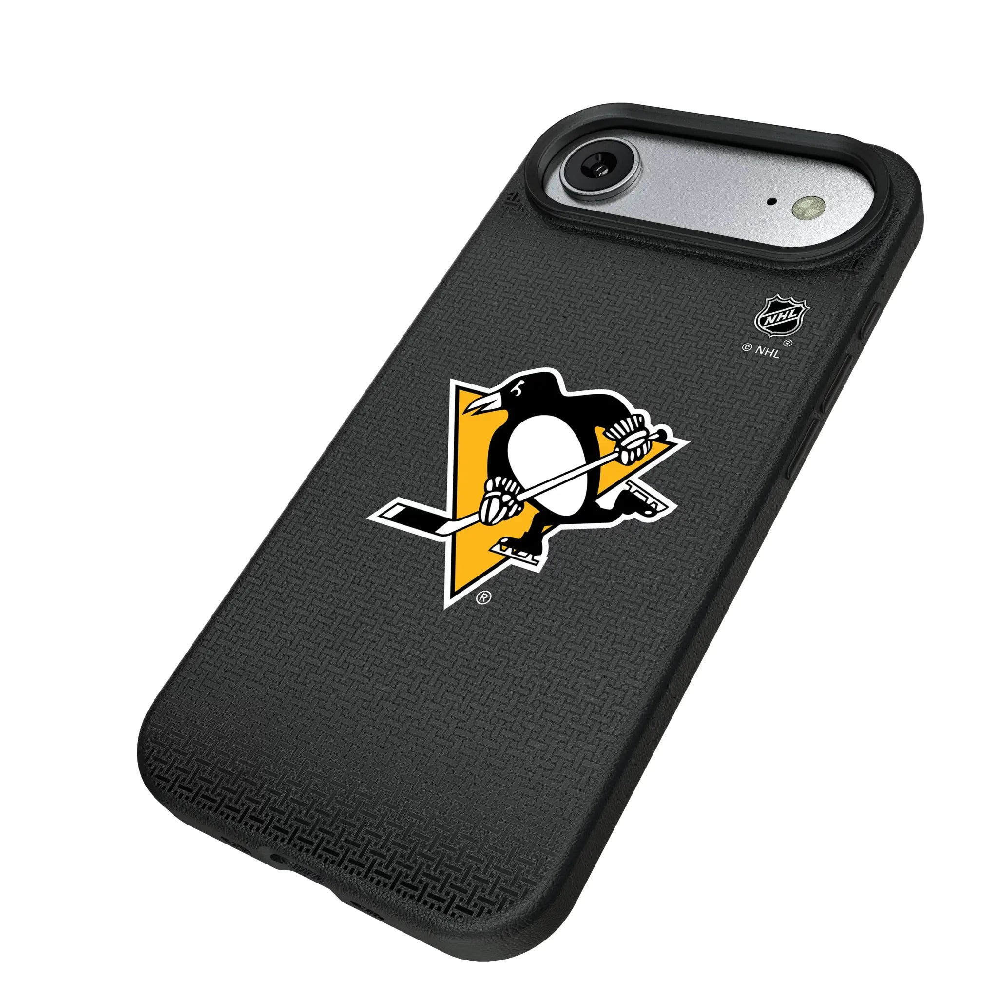 Pittsburgh Penguins Linen iPhone MagSafe Compatible Phone Case for Apple iPhone - Isometric View#Device_iPhone Air