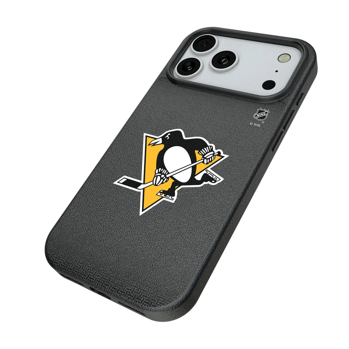 Pittsburgh Penguins Linen iPhone MagSafe Compatible Phone Case for Apple iPhone - Isometric View#Device_iPhone 18 Pro Max