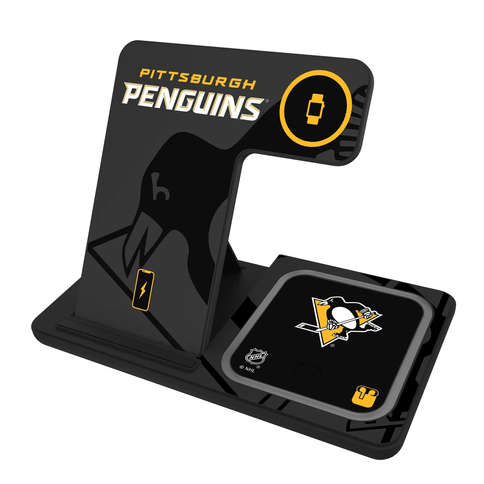 Pittsburgh Penguins Monocolor Tilt 3 in 1 Charging Station