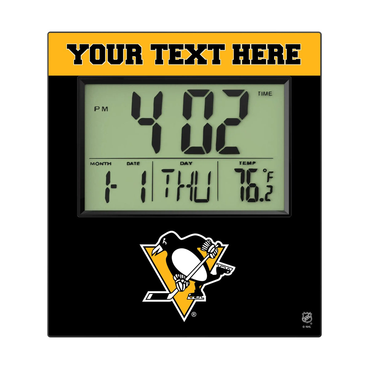 Pittsburgh Penguins Personalized Color Block Wall Clock
