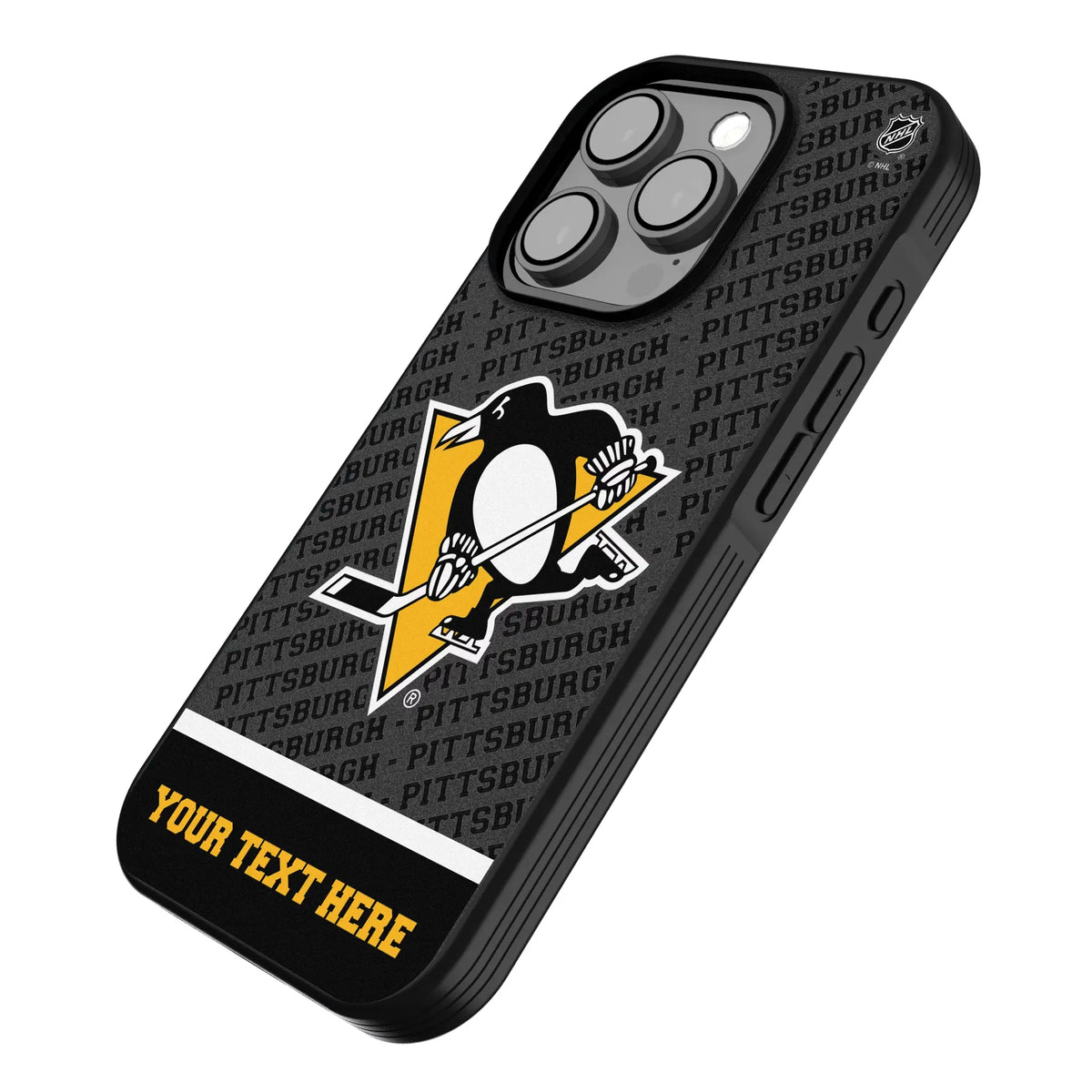 Pittsburgh Penguins Personalized EndZone Plus iPhone Bump Phone Case for Apple iPhone - Isometric View