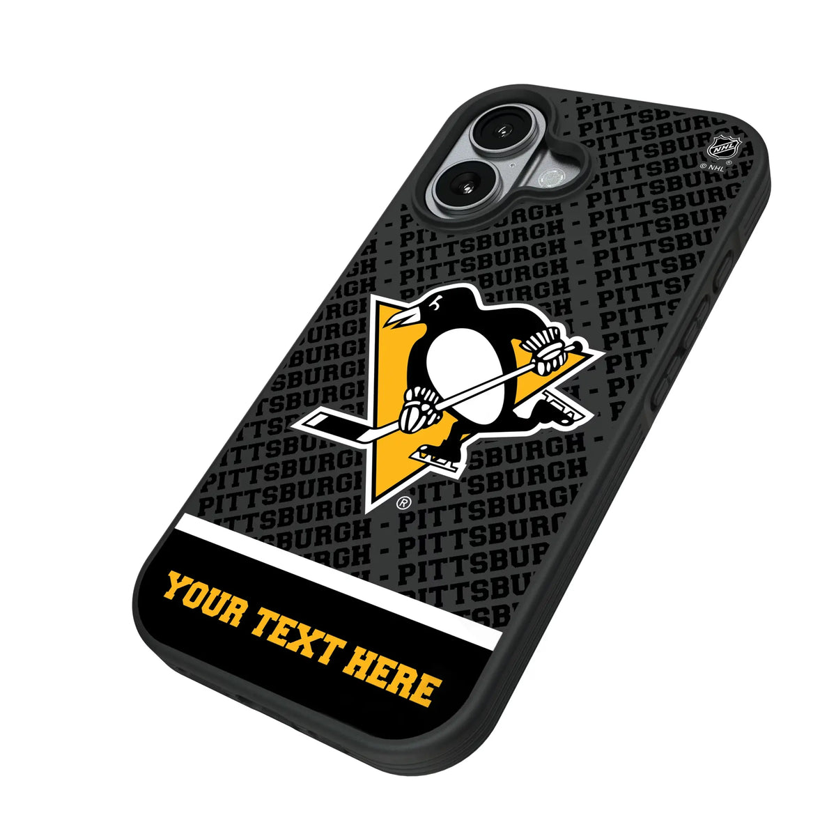 Pittsburgh Penguins Personalized EndZone Plus iPhone Bump Phone Case for Apple iPhone - Isometric View#Device_iPhone 17