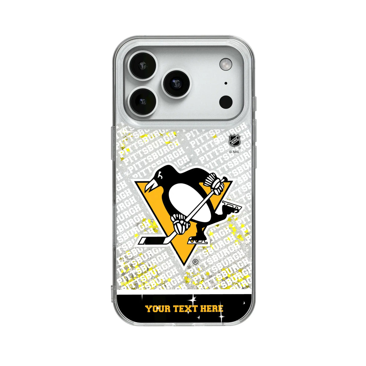 Pittsburgh Penguins Personalized EndZone Plus Glitter Phone Case for Apple iPhone