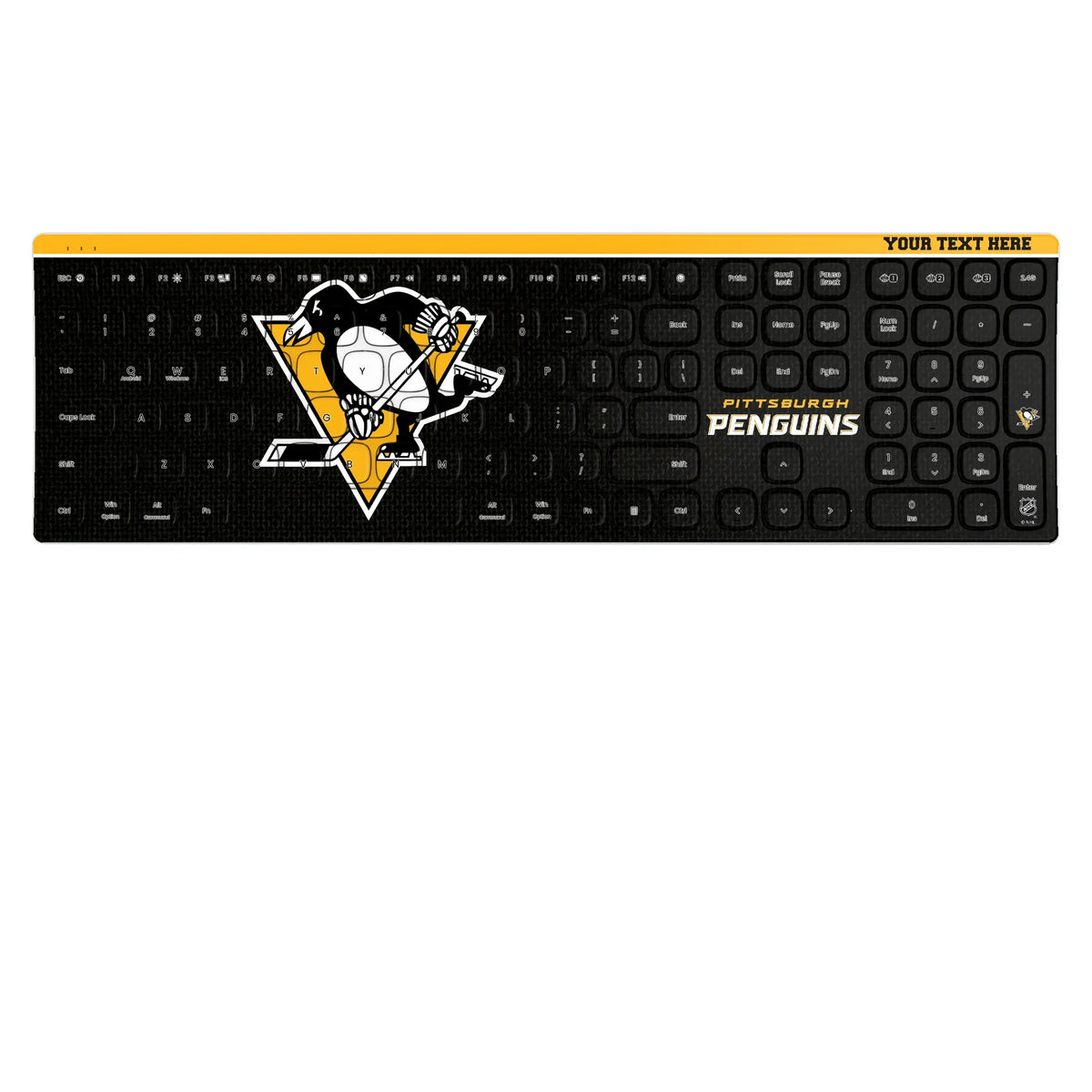 Pittsburgh Penguins Personalized Endzone Solid KKB605 Curved Wireless Keyboard