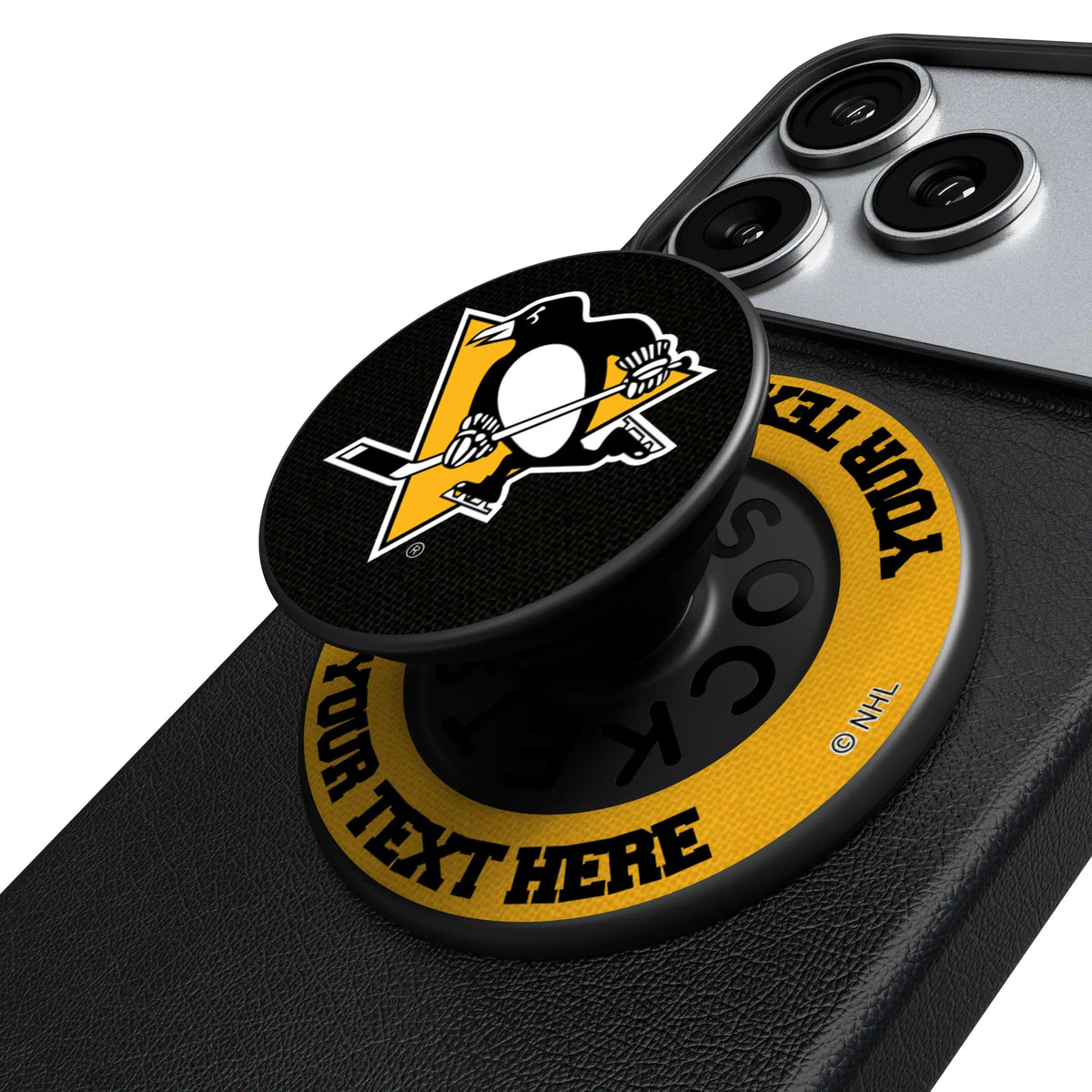 Pittsburgh Penguins Personalized Endzone Solid Popsockets Round Magnetic