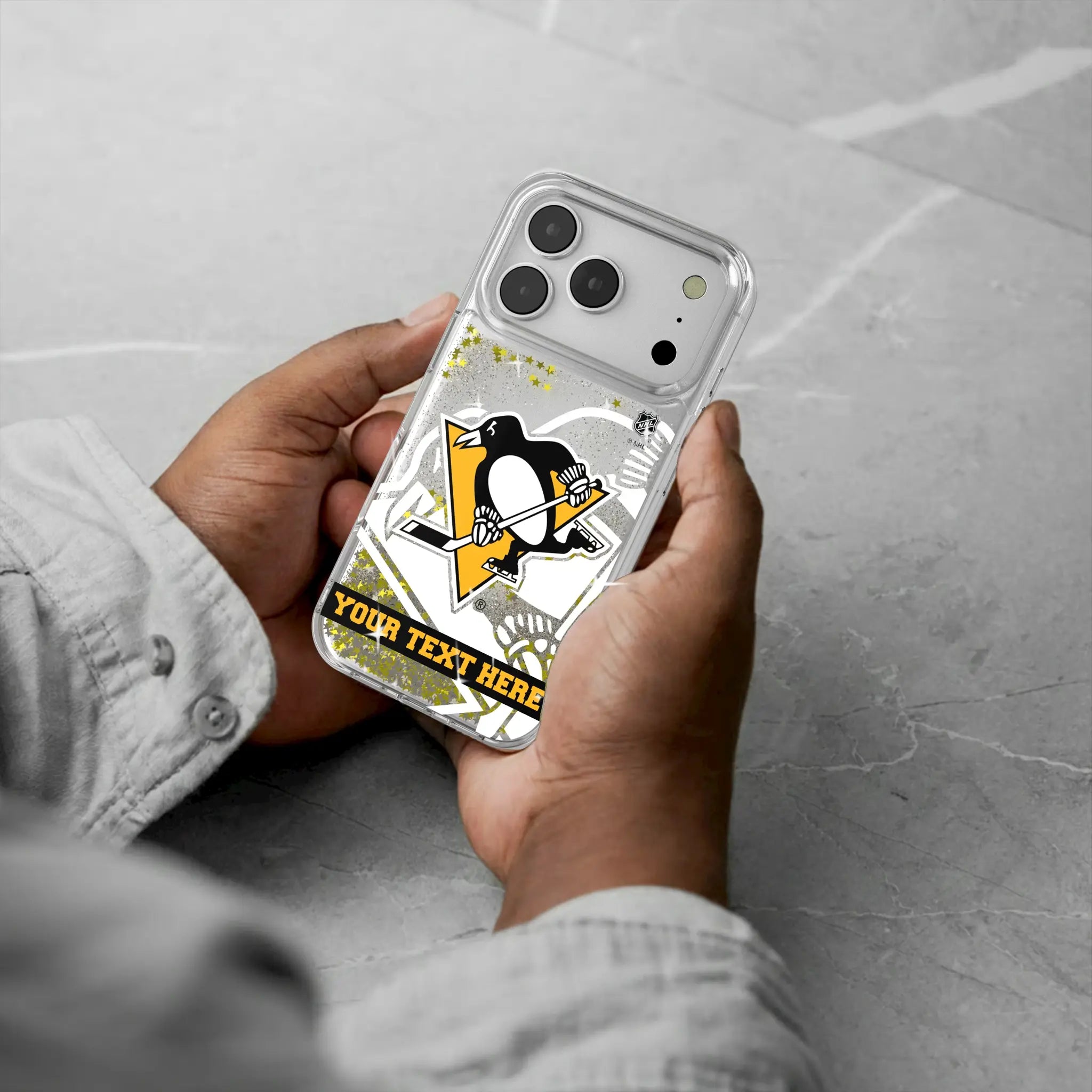 Pittsburgh Penguins Personalized Tilt iPhone Glitter Phone Case for Apple iPhone - Lifestyle#Device_iPhone 17 Pro