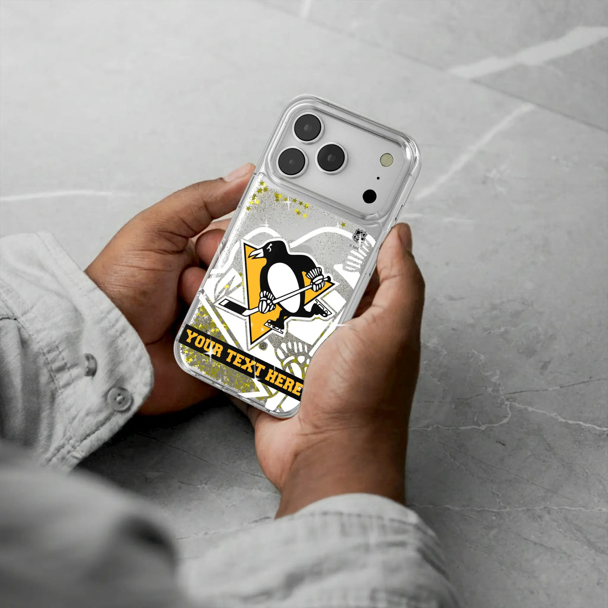 Pittsburgh Penguins Personalized Tilt iPhone Glitter Phone Case for Apple iPhone - Lifestyle#Device_iPhone 18 Pro
