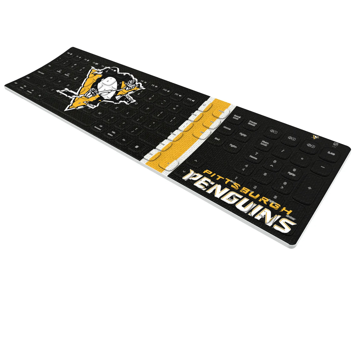Pittsburgh Penguins Stripe KKB605 Curved Wireless Keyboard - Isometric View