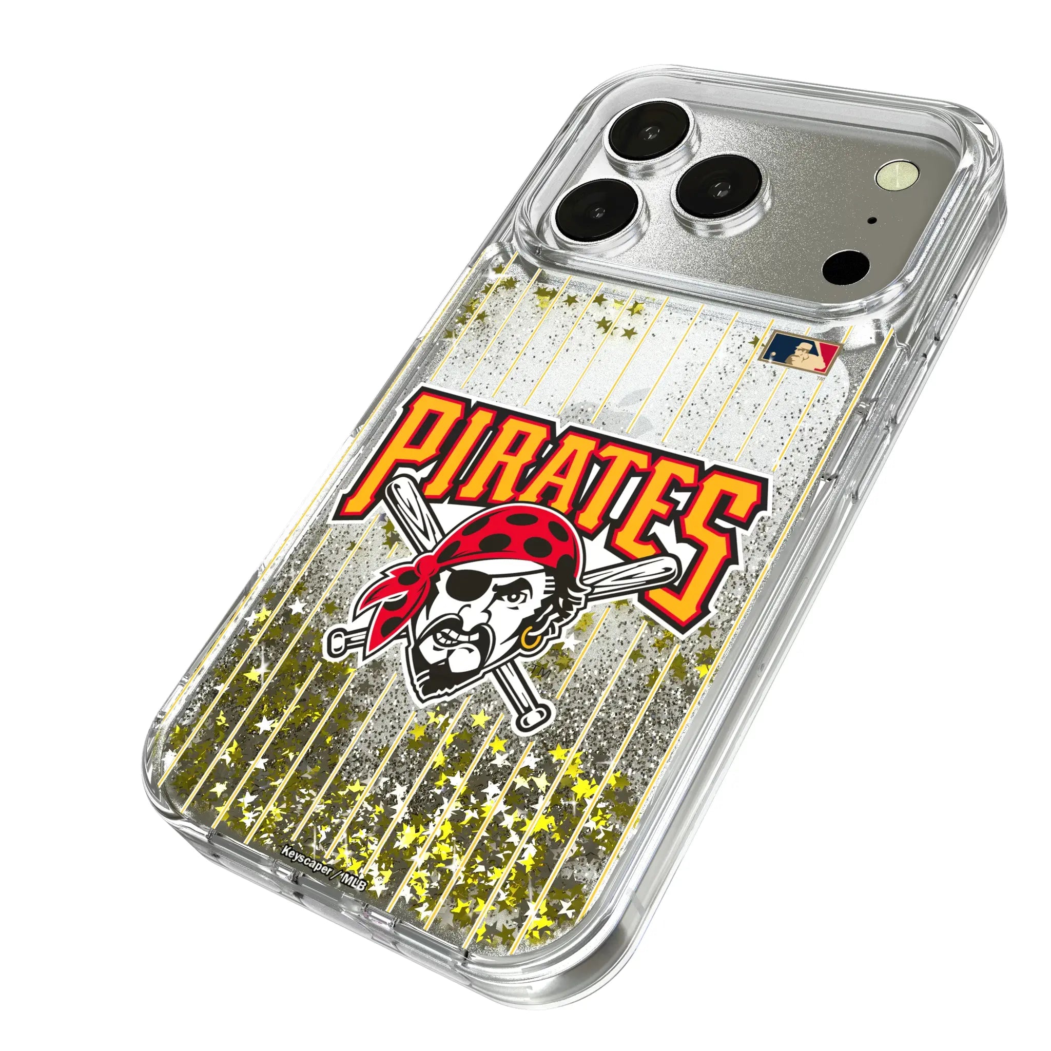 Pittsburgh Pirates 1997-2013 - Cooperstown Collection Pinstripe iPhone Glitter Phone Case for Apple iPhone - Isometric View