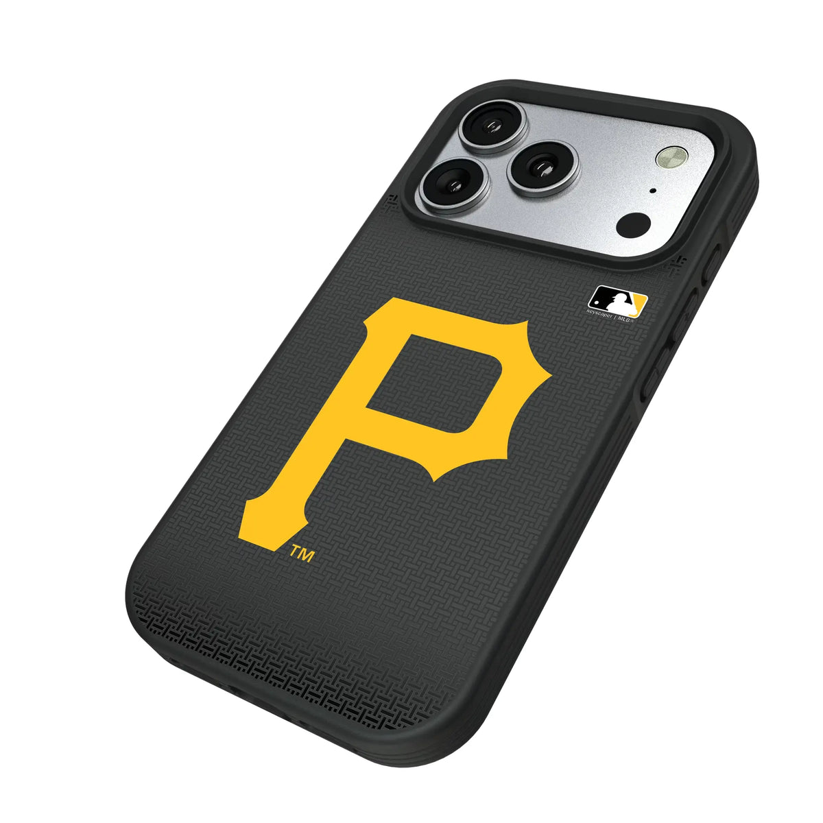 Pittsburgh Pirates Linen iPhone Bump Phone Case for Apple iPhone - Isometric View#Device_iPhone 17 Pro