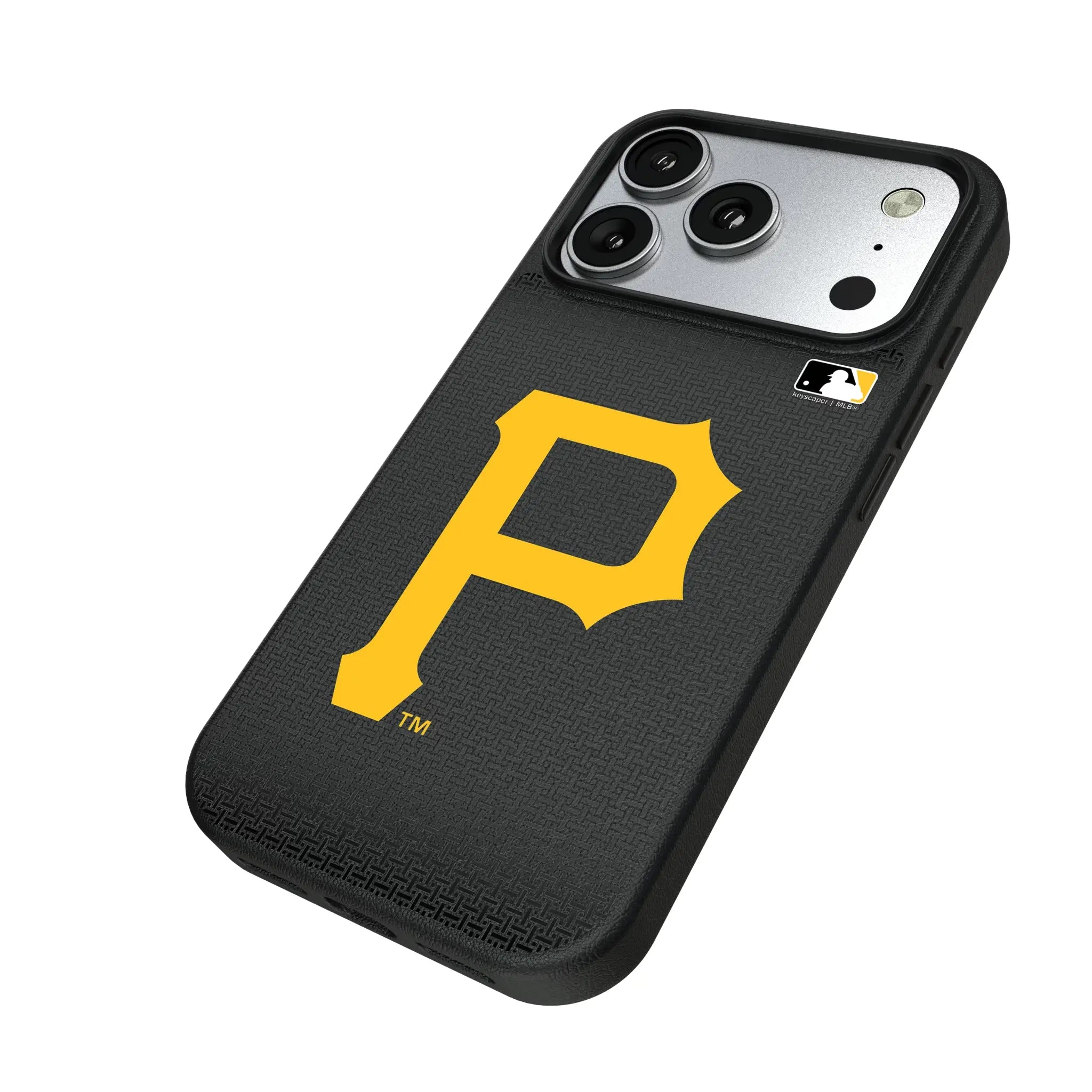 Pittsburgh Pirates Linen iPhone MagSafe Compatible Phone Case for Apple iPhone - Isometric View#Device_iPhone 17 Pro