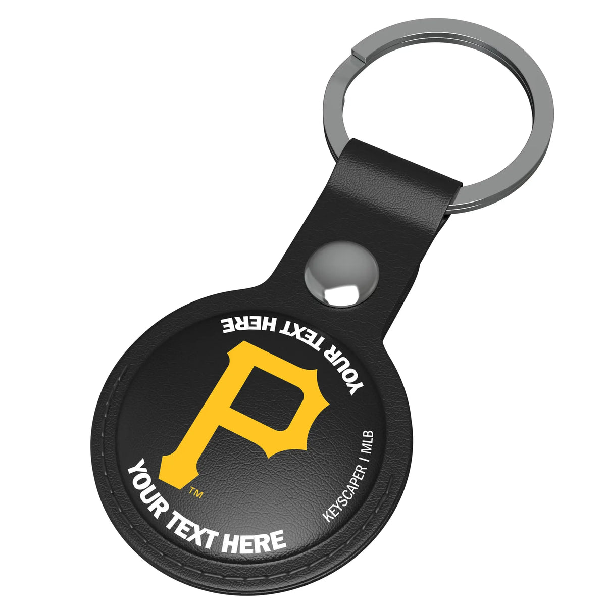 Pittsburgh Pirates Personalized Insignia AirTag Black Airtag Holder - Isometric View