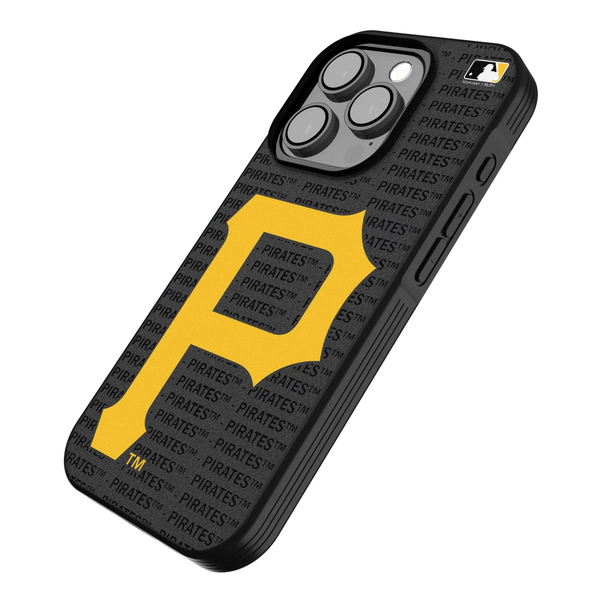 Pittsburgh Pirates Text Backdrop iPhone Bump Phone Case for Apple iPhone - Isometric View