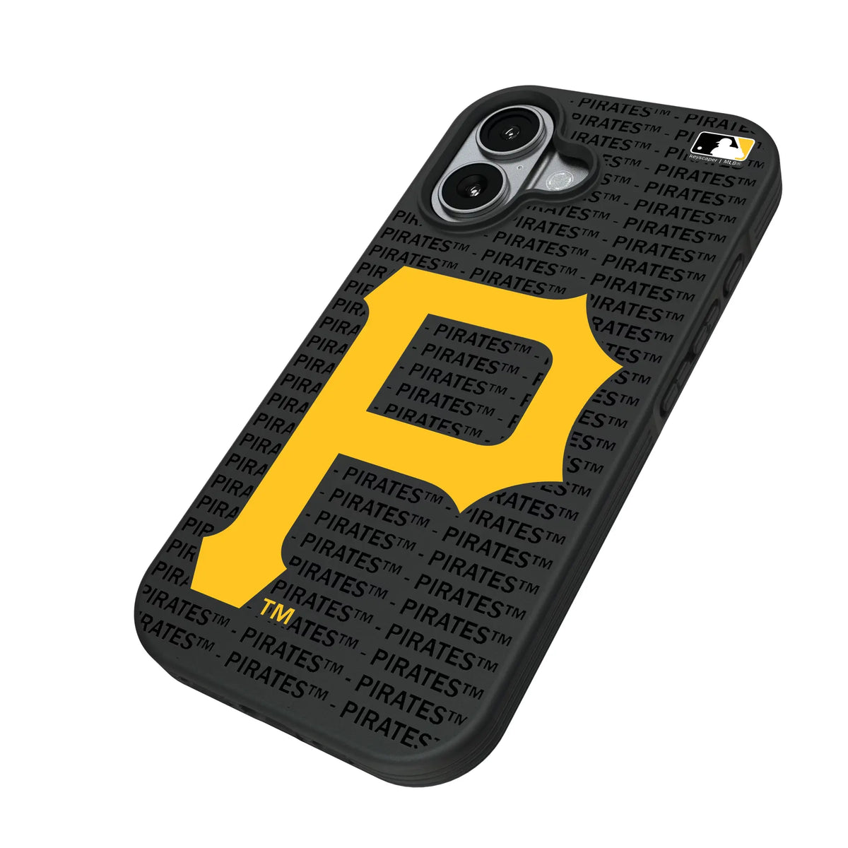 Pittsburgh Pirates Text Backdrop iPhone Bump Phone Case for Apple iPhone - Isometric View#Device_iPhone 17