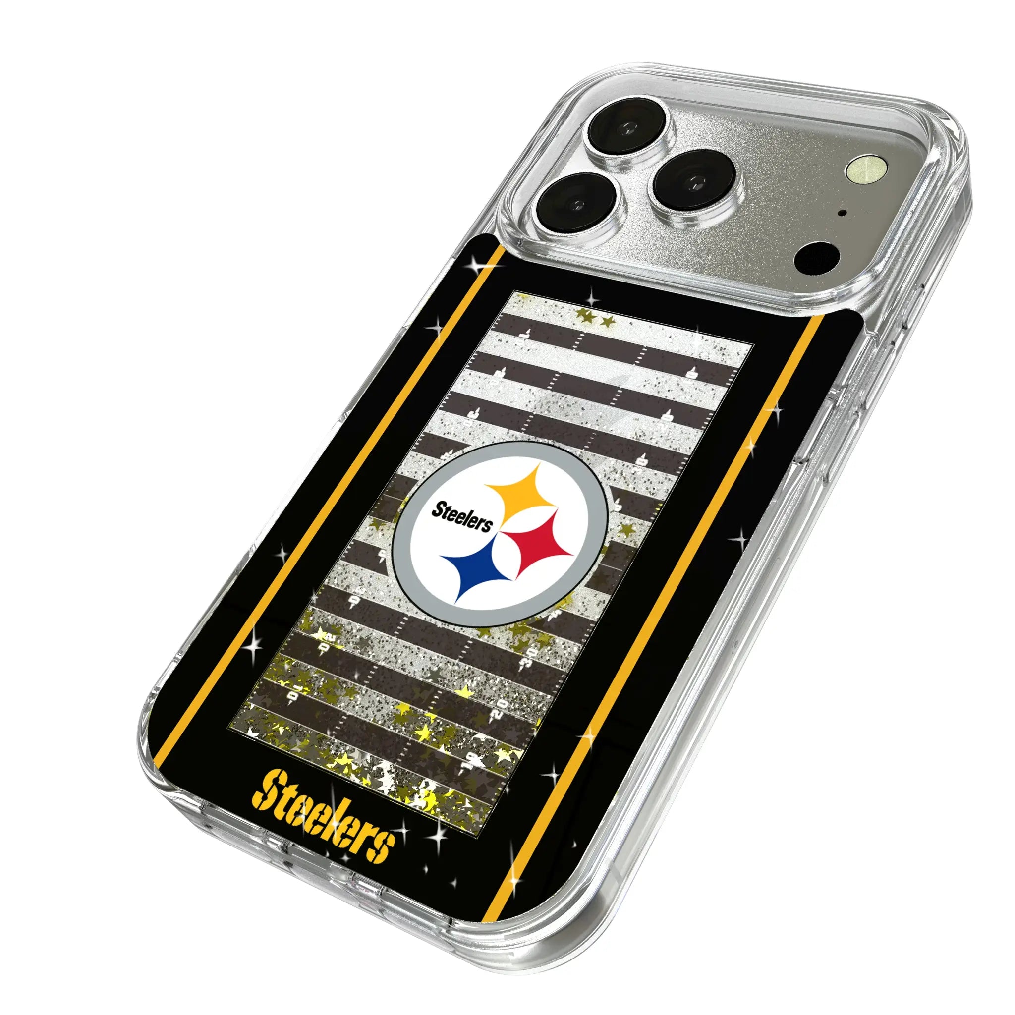 Pittsburgh Steelers Field iPhone Glitter Phone Case for Apple iPhone - Isometric View