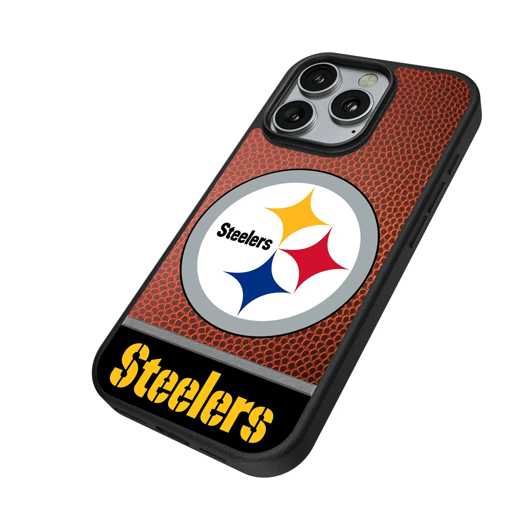 Pittsburgh Steelers Football Wordmark iPhone MagSafe Compatible Phone Case for Apple iPhone - Isometric View