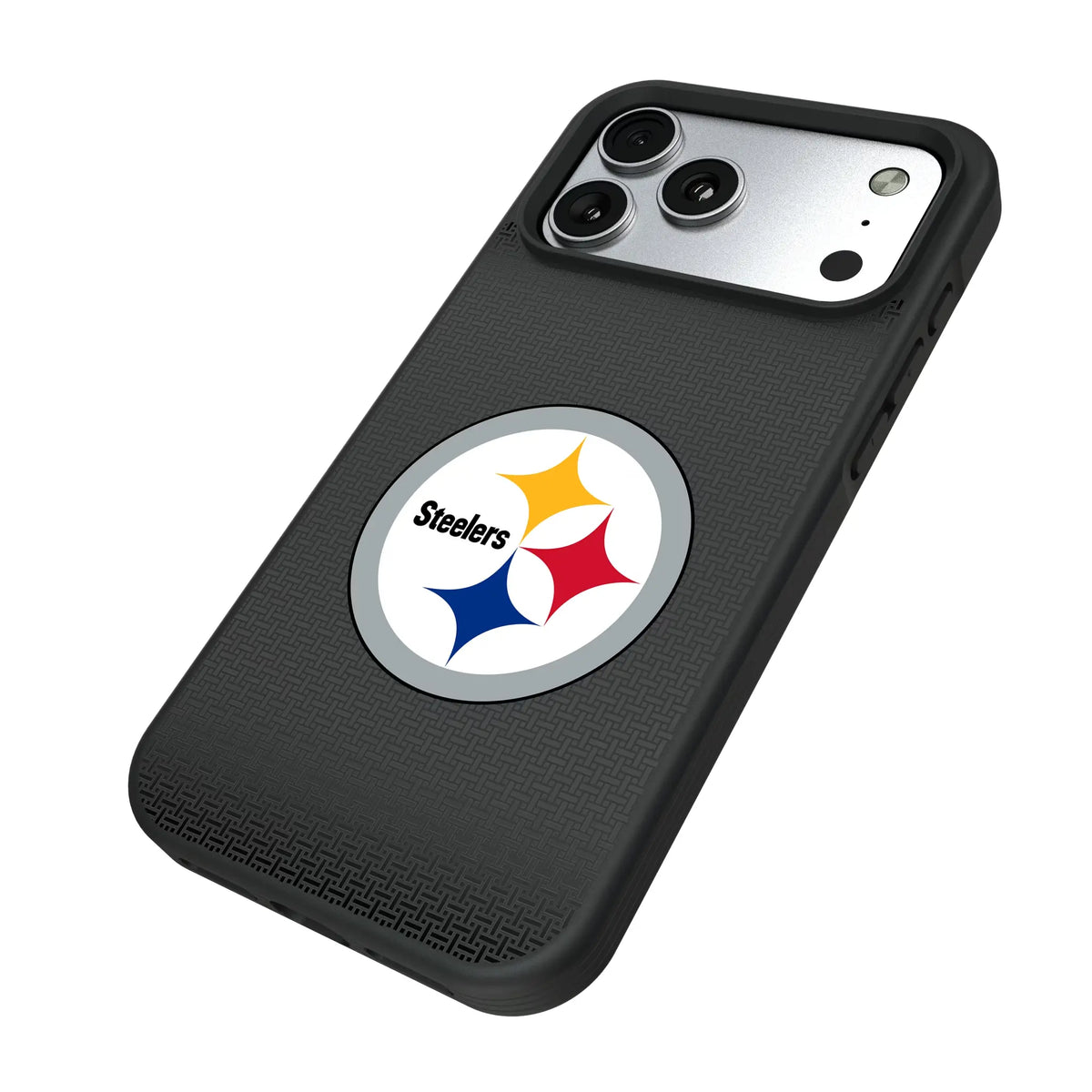 Pittsburgh Steelers Linen iPhone Bump Phone Case for Apple iPhone - Isometric View#Device_iPhone 17 Pro Max