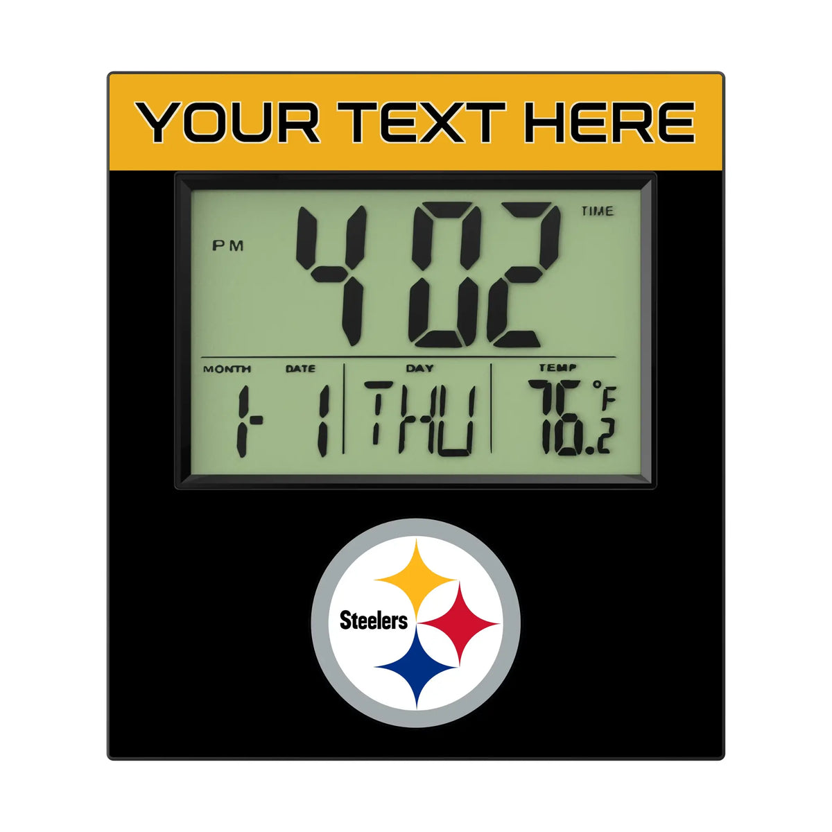 Pittsburgh Steelers Personalized Color Block Wall Clock