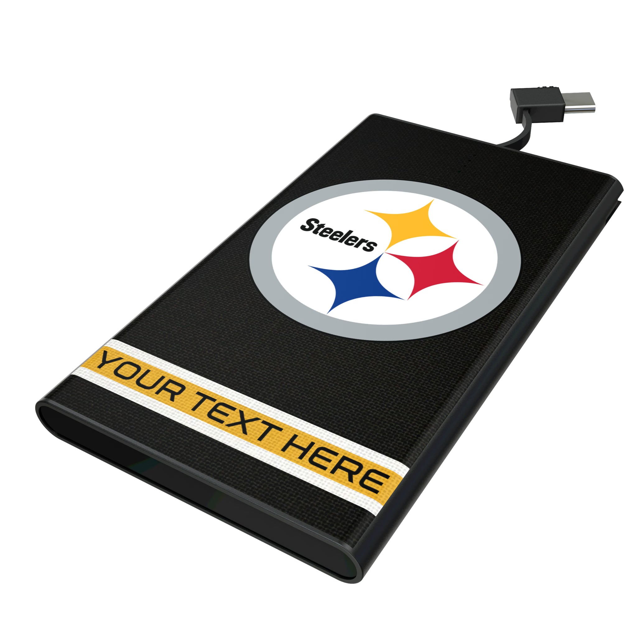 Pittsburgh Steelers Personalized Stripe 5000mAh Flat Powerbank