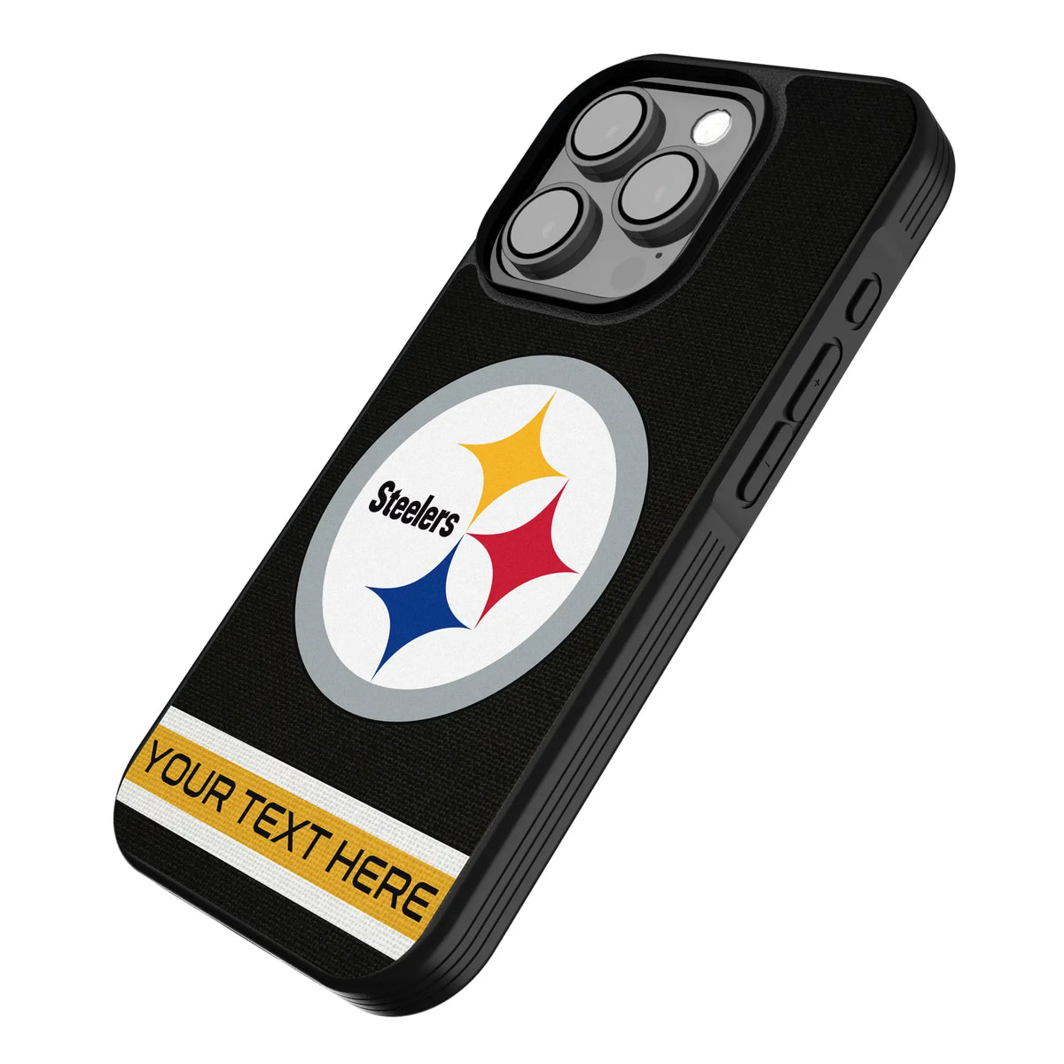 Pittsburgh Steelers Personalized Stripe iPhone Bump Phone Case for Apple iPhone - Isometric View