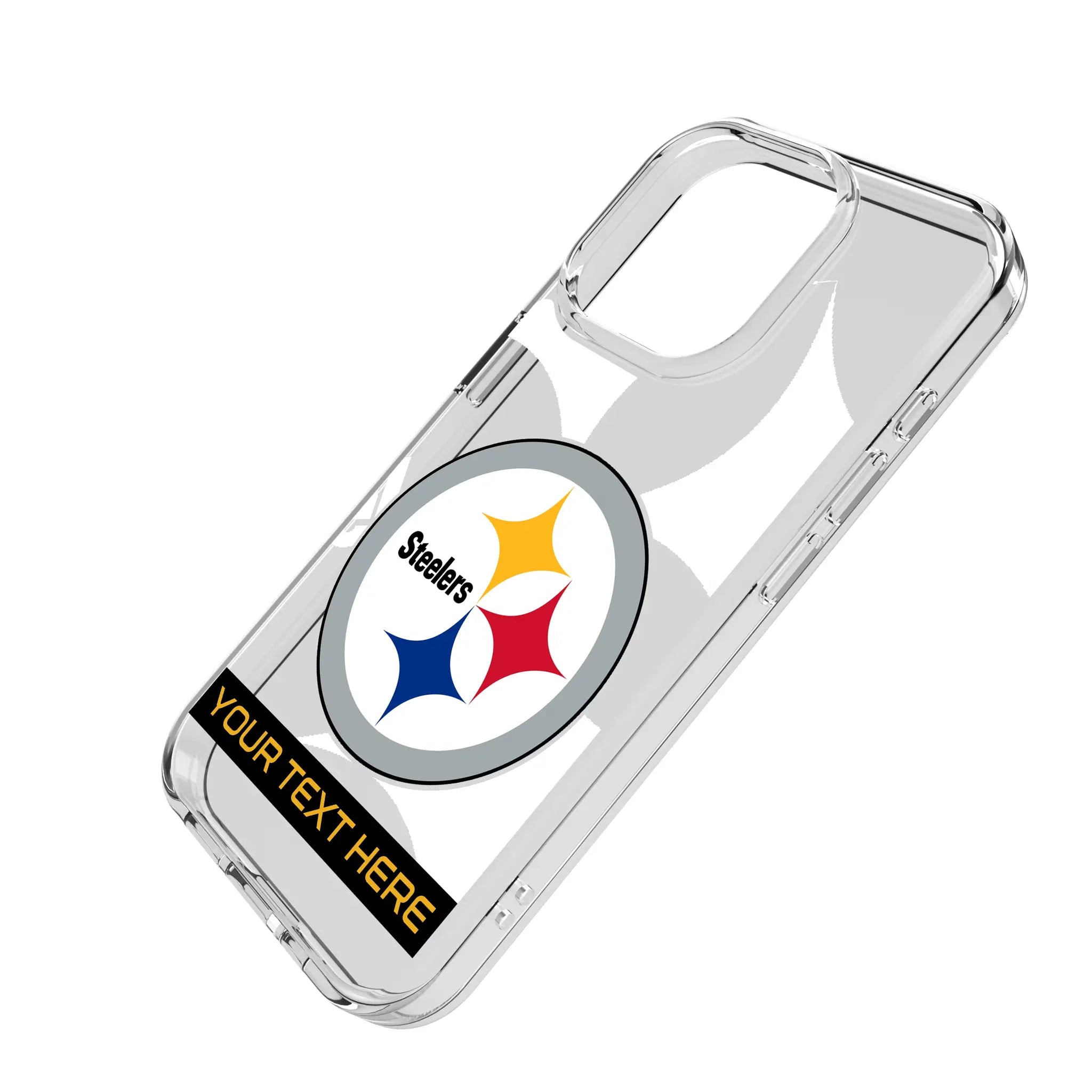 Pittsburgh Steelers Personalized Tilt iPhone Clear Phone Case for Apple iPhone - Isometric View