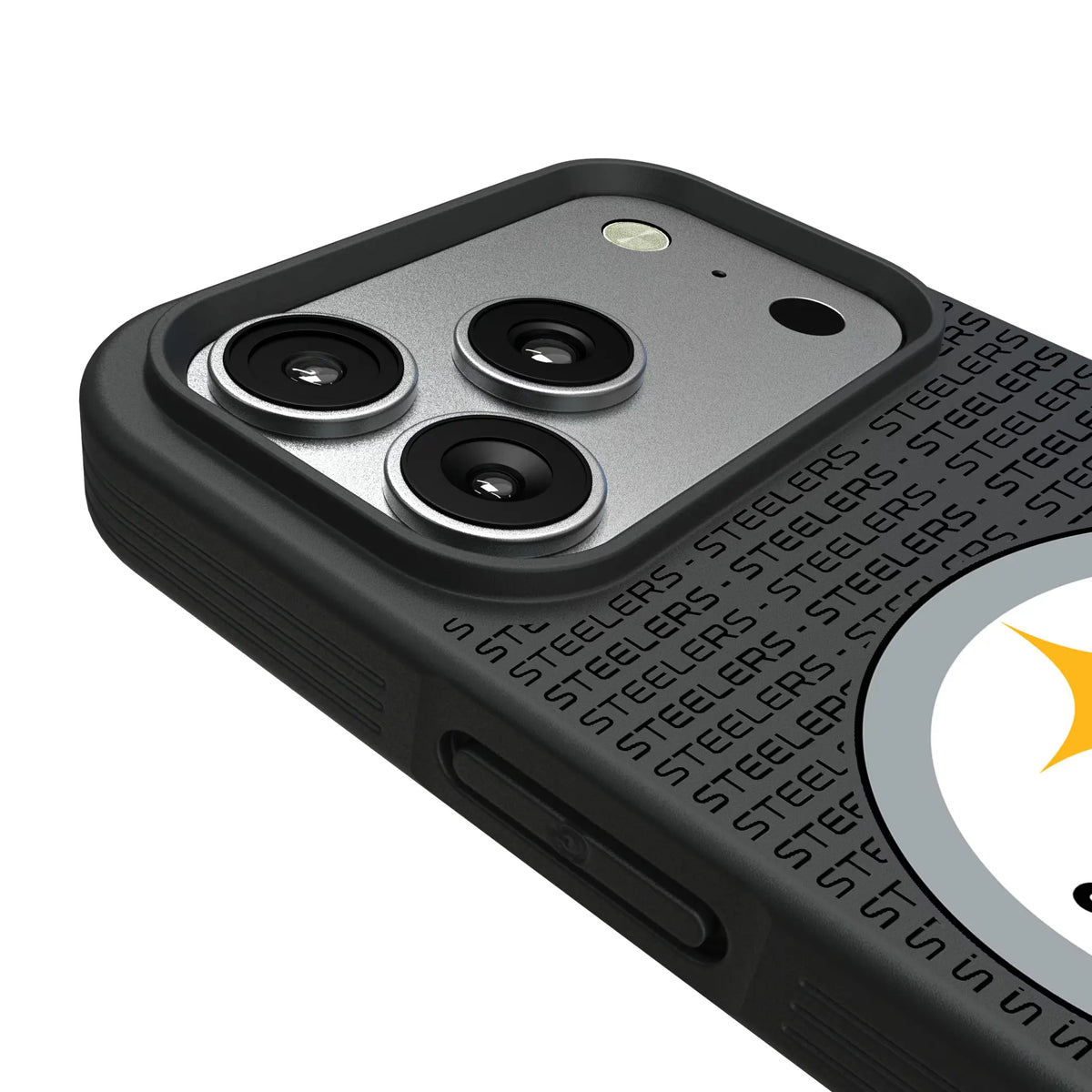 Pittsburgh Steelers Text Backdrop iPhone Bump Phone Case for Apple iPhone - Detail#Device_iPhone 17 Pro