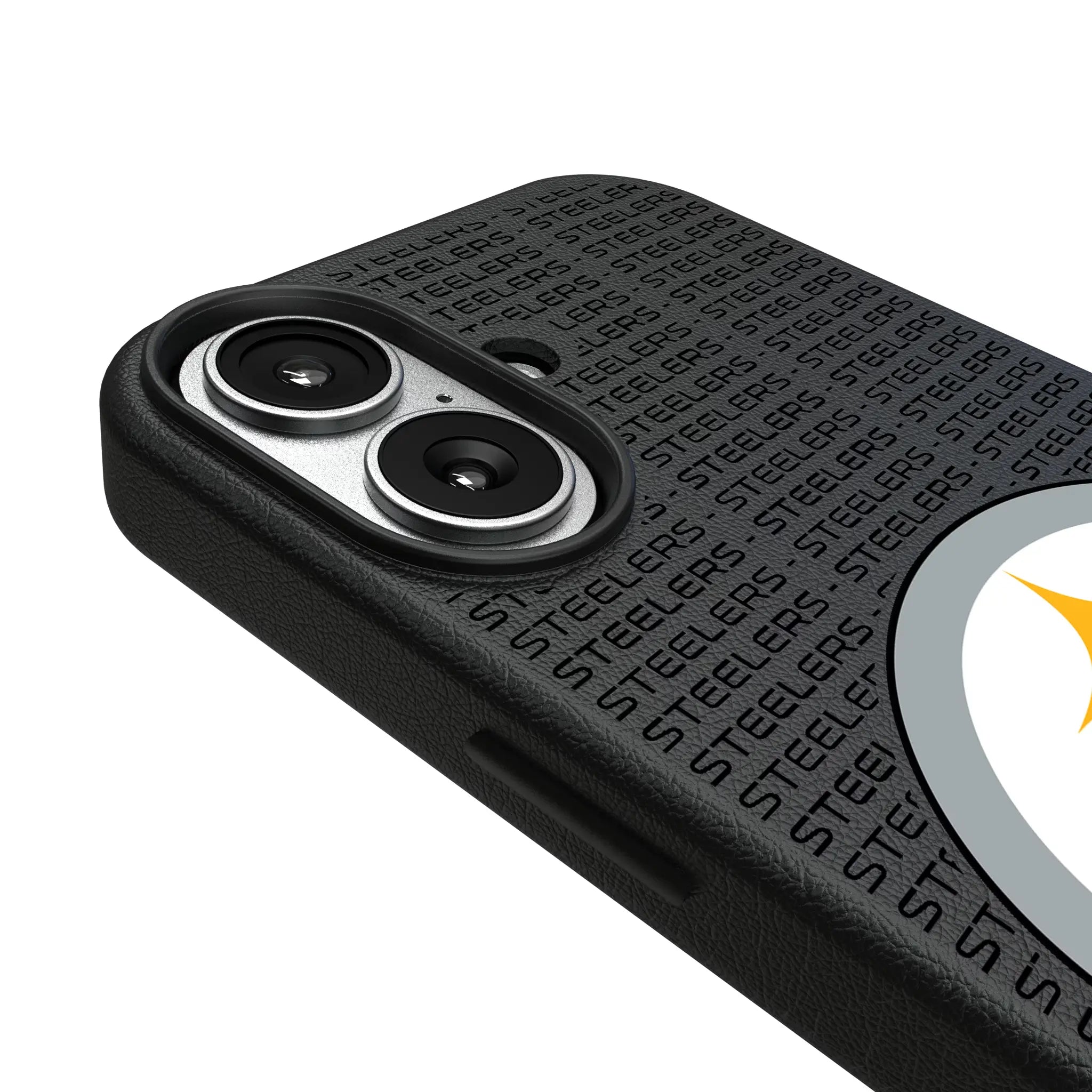 Pittsburgh Steelers Text Backdrop iPhone MagSafe Compatible Phone Case for Apple iPhone - Detail#Device_iPhone 17