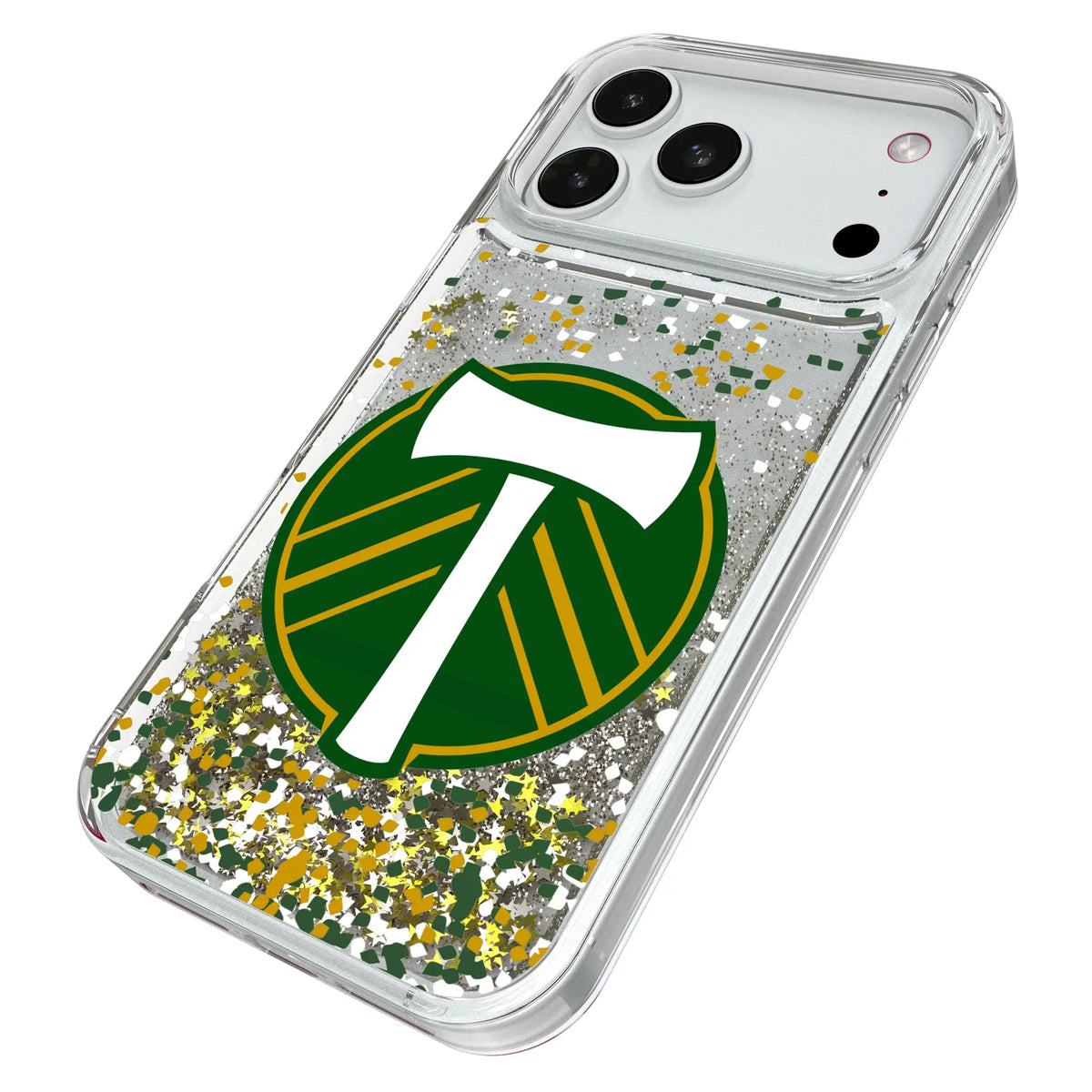 Portland Timbers Confetti iPhone Glitter Phone Case for Apple iPhone - Isometric View#Device_iPhone 18 Pro Max
