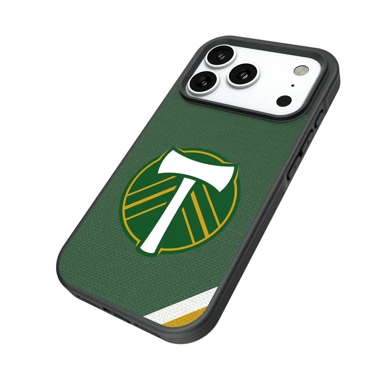 Portland Timbers Diagonal Stripe iPhone Bump Phone Case for Apple iPhone - Isometric View#Device_iPhone 18 Pro