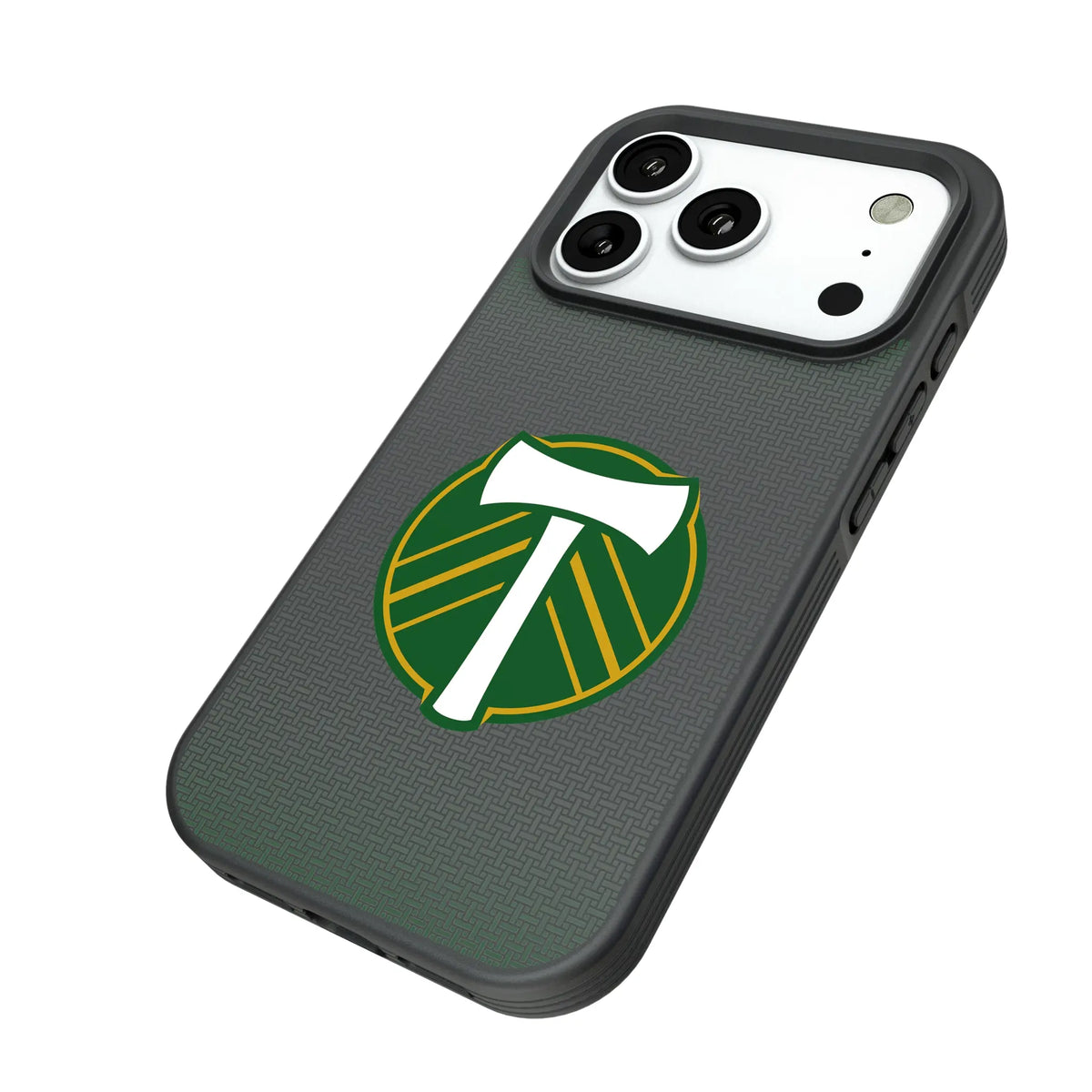 Portland Timbers Linen iPhone Bump Phone Case for Apple iPhone - Isometric View#Device_iPhone 18 Pro