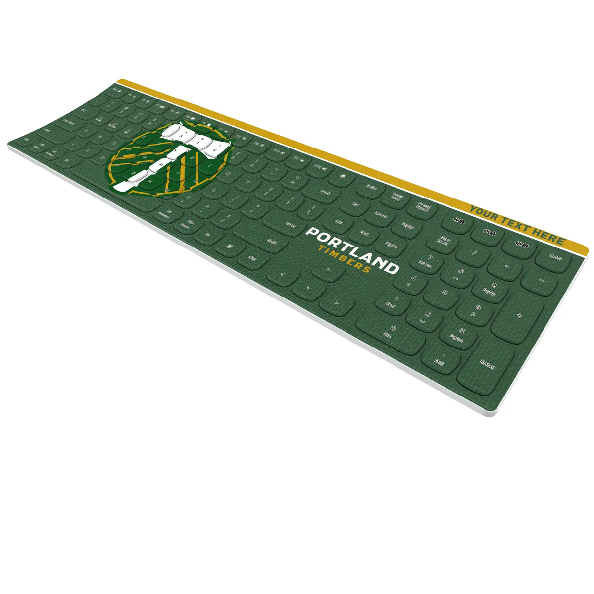 Portland Timbers Personalized Endzone Solid KKB605 Curved Wireless Keyboard - Isometric View