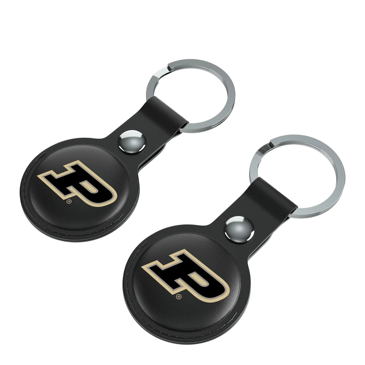 Purdue University Boilermakers Insignia AirTag Black Airtag Holder 2-Pack - Isometric View