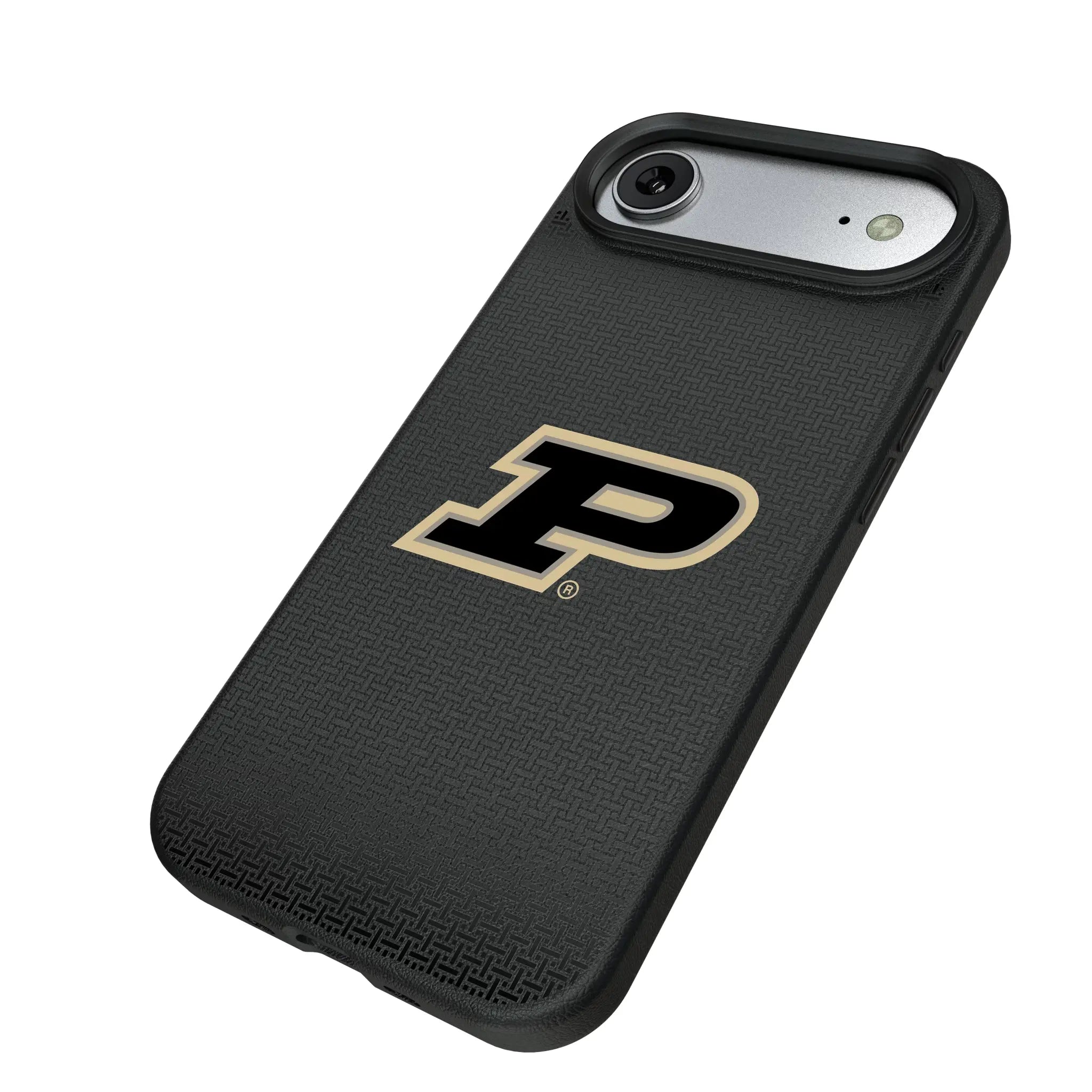 Purdue University Boilermakers Linen iPhone MagSafe Compatible Phone Case for Apple iPhone - Isometric View#Device_iPhone Air