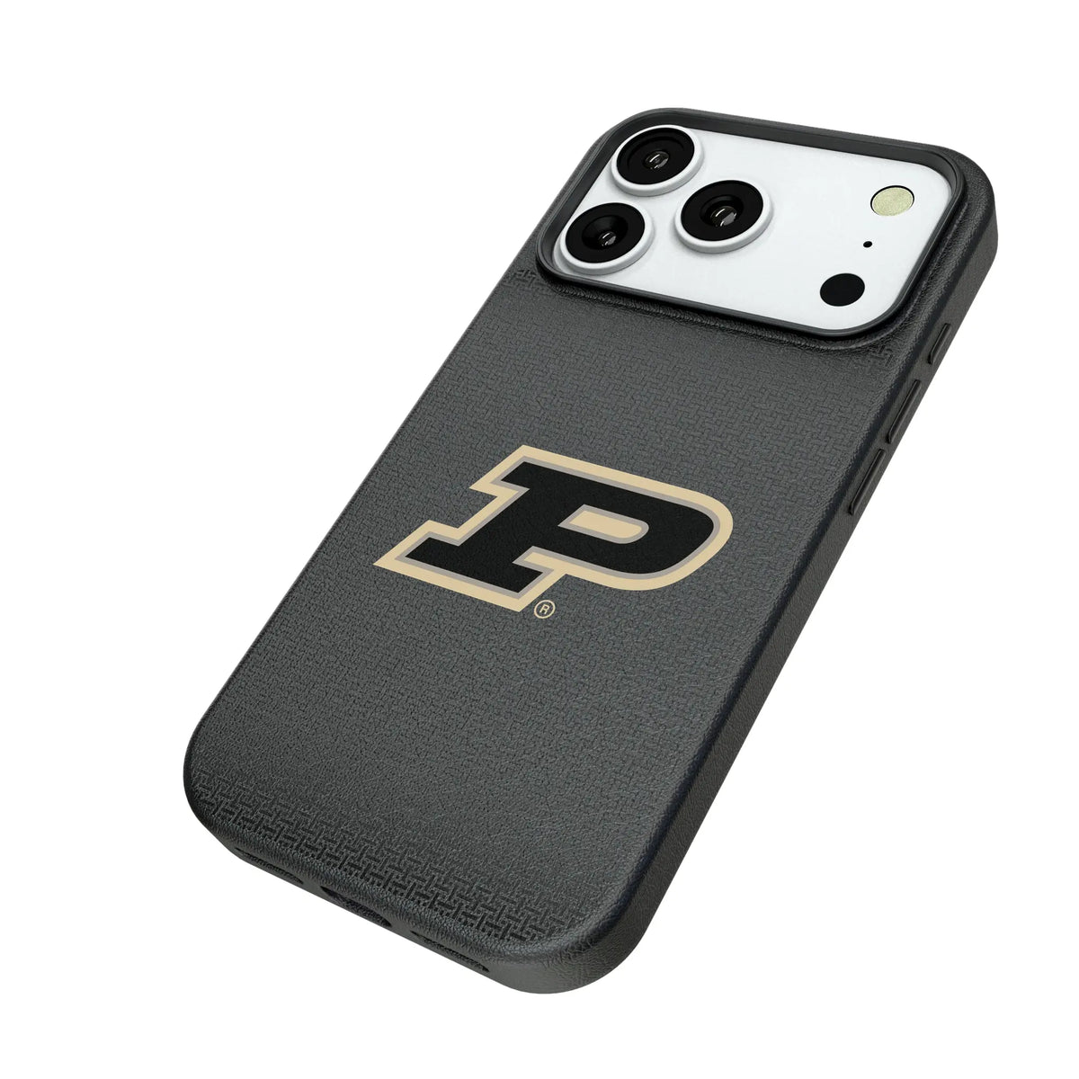 Purdue University Boilermakers Linen iPhone MagSafe Compatible Phone Case for Apple iPhone - Isometric View#Device_iPhone 18 Pro