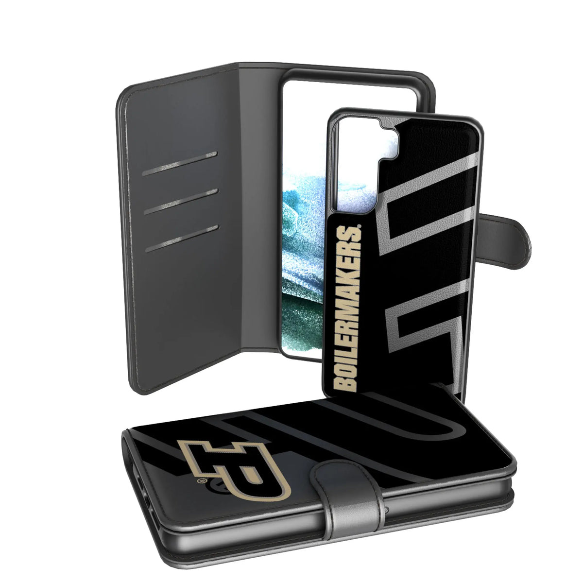 Purdue University Boilermakers Monocolor Tilt Galaxy Wallet Phone Case for Samsung Galaxy