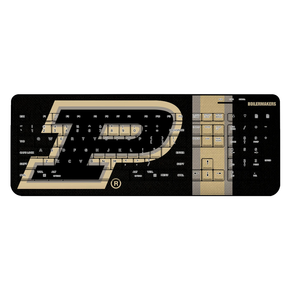 Purdue University Boilermakers Stripe Wireless USB Keyboard