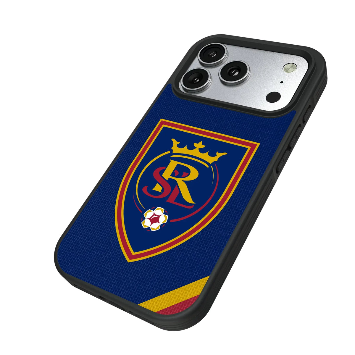 Real Salt Lake Diagonal Stripe iPhone Bump Phone Case for Apple iPhone - Isometric View#Device_iPhone 17 Pro