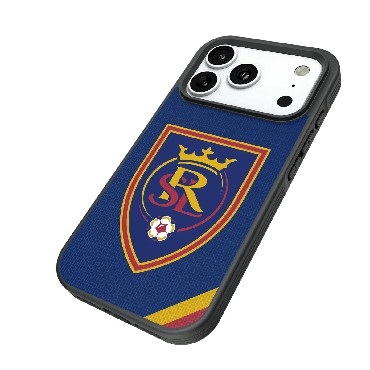 Real Salt Lake Diagonal Stripe iPhone Bump Phone Case for Apple iPhone - Isometric View#Device_iPhone 18 Pro