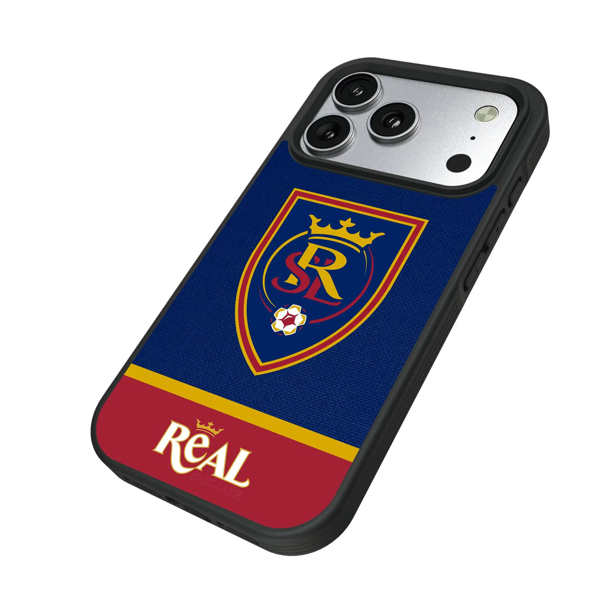 Real Salt Lake Endzone Solid iPhone Bump Phone Case for Apple iPhone - Isometric View#Device_iPhone 17 Pro