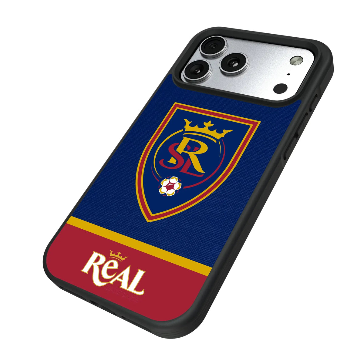 Real Salt Lake Endzone Solid iPhone Bump Phone Case for Apple iPhone - Isometric View#Device_iPhone 17 Pro Max