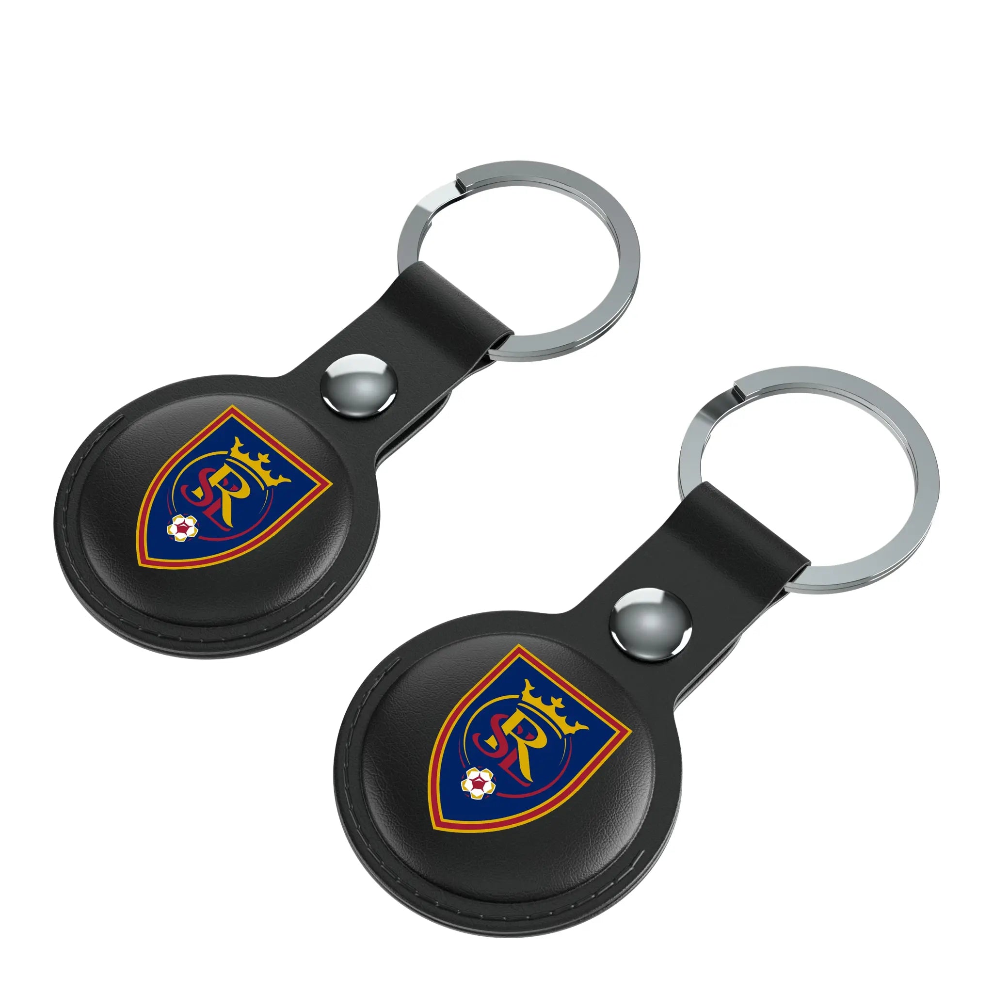 Real Salt Lake Insignia AirTag Black Airtag Holder 2-Pack - Isometric View