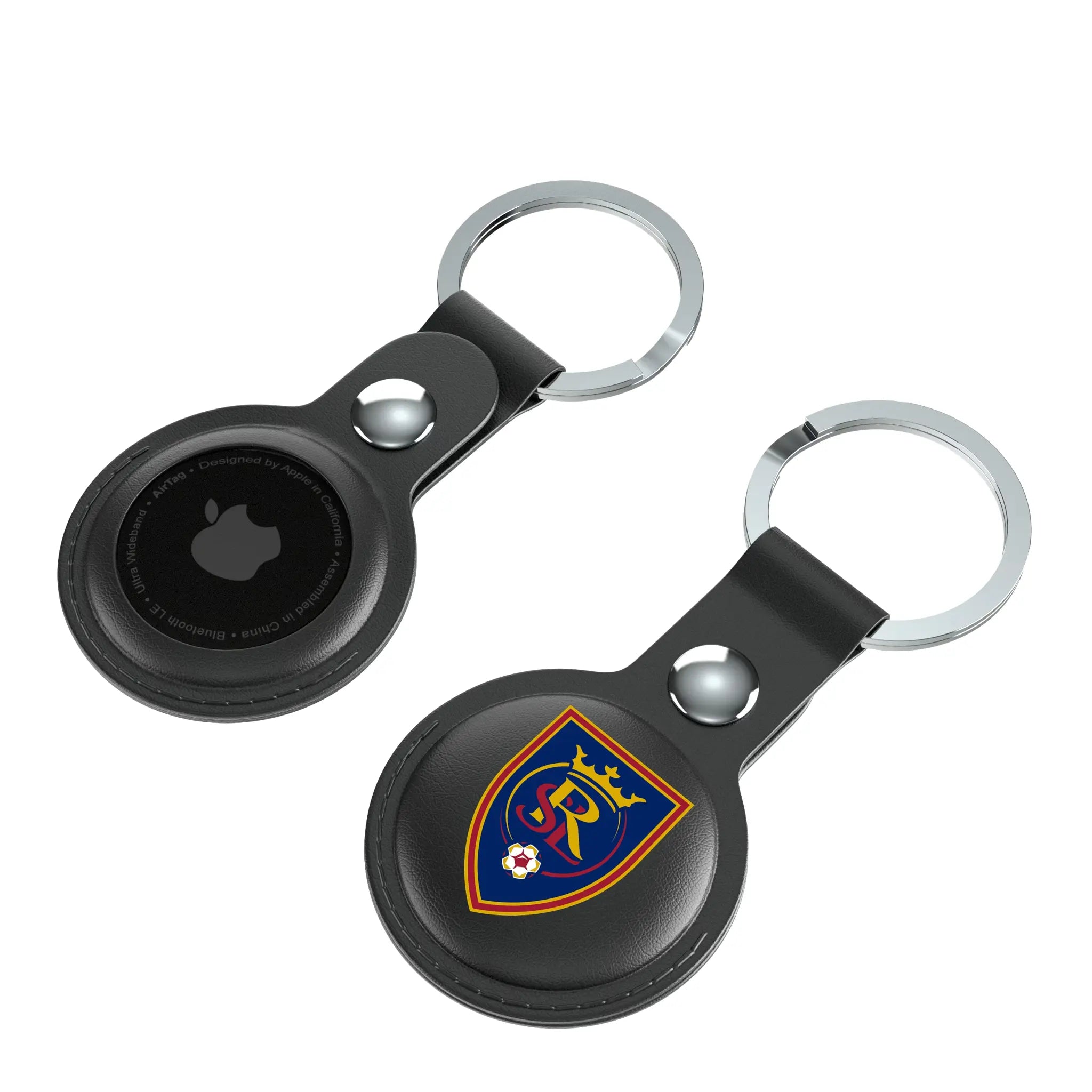 Real Salt Lake Insignia AirTag Black Airtag Holder 2-Pack - Isometric View