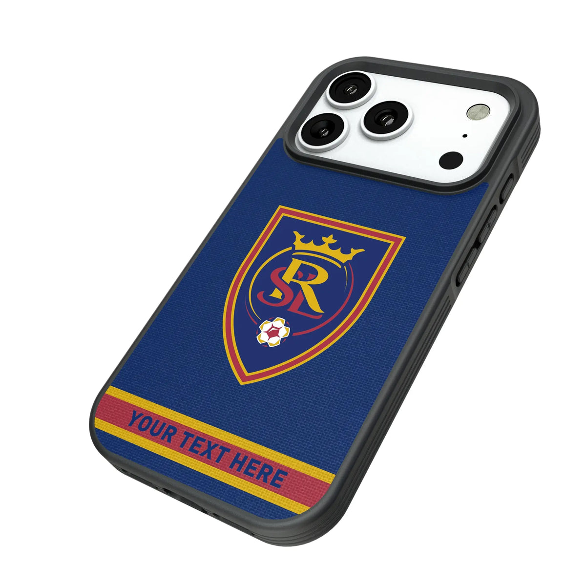 Real Salt Lake Personalized Stripe iPhone Bump Phone Case for Apple iPhone - Isometric View#Device_iPhone 18 Pro
