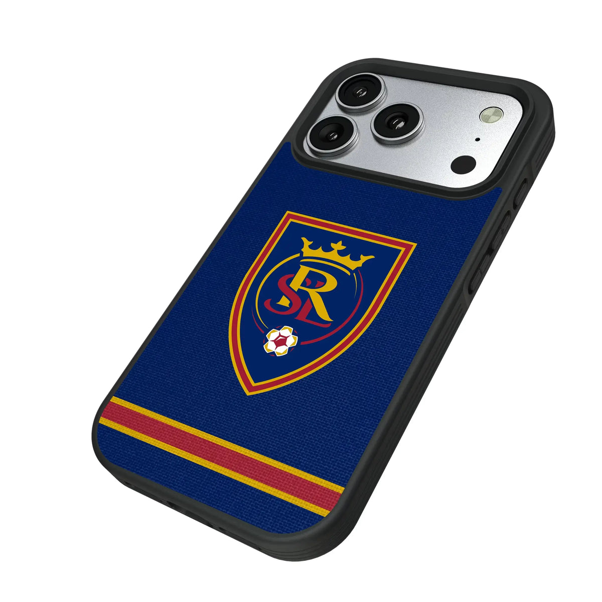 Real Salt Lake Stripe iPhone Bump Phone Case for Apple iPhone - Isometric View#Device_iPhone 17 Pro