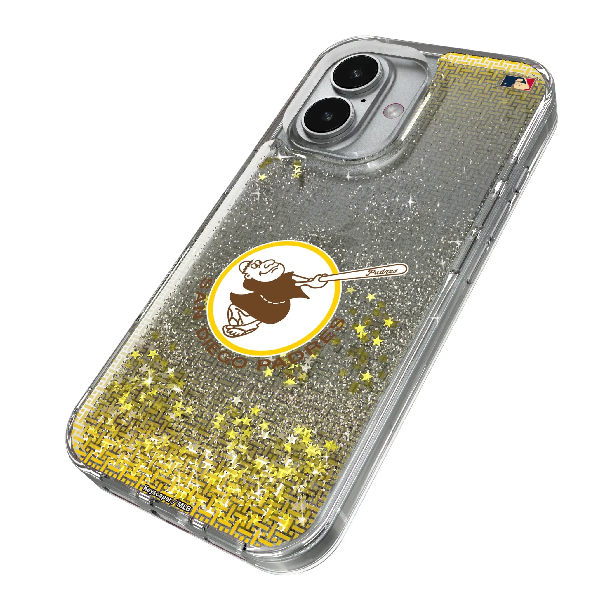 San Diego Padres 1969-1984 - Cooperstown Collection Linen iPhone Glitter Phone Case for Apple iPhone - Isometric View
