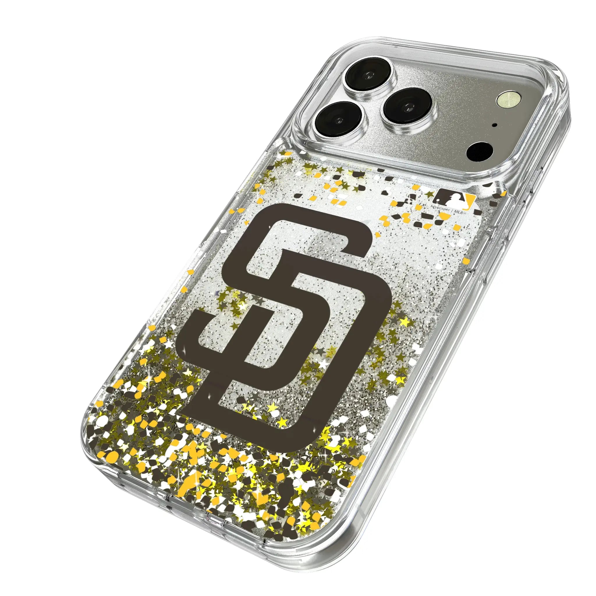 San Diego Padres Confetti iPhone Glitter Phone Case for Apple iPhone - Isometric View