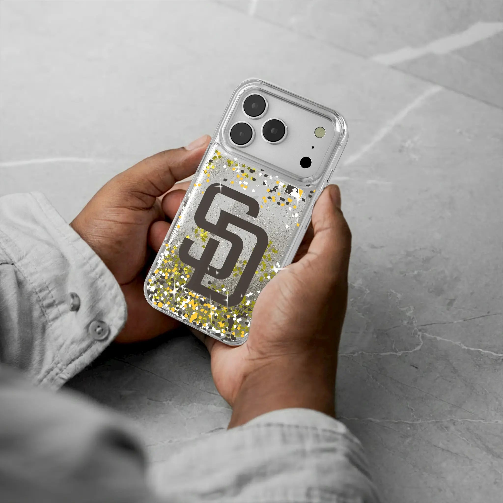 San Diego Padres Confetti iPhone Glitter Phone Case for Apple iPhone - Lifestyle