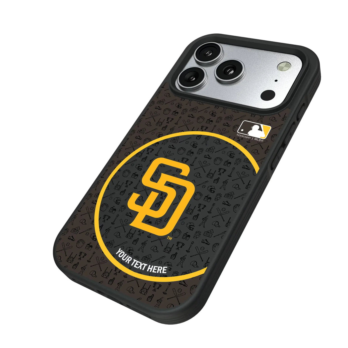 San Diego Padres Personalized Circle iPhone Bump Phone Case for Apple iPhone - Isometric View#Device_iPhone 17 Pro
