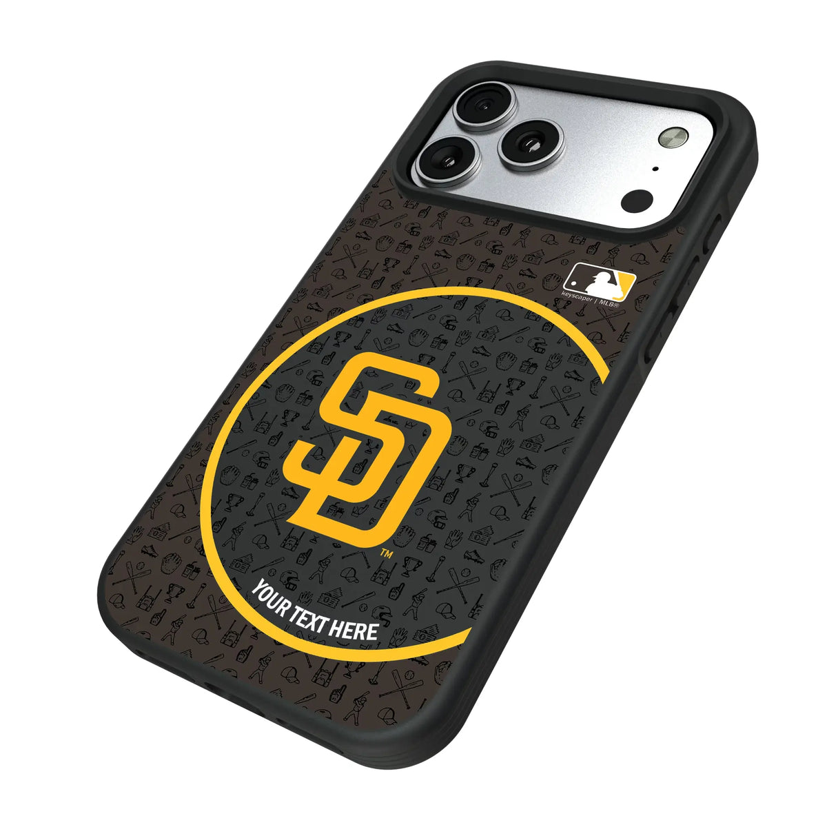 San Diego Padres Personalized Circle iPhone Bump Phone Case for Apple iPhone - Isometric View#Device_iPhone 17 Pro Max