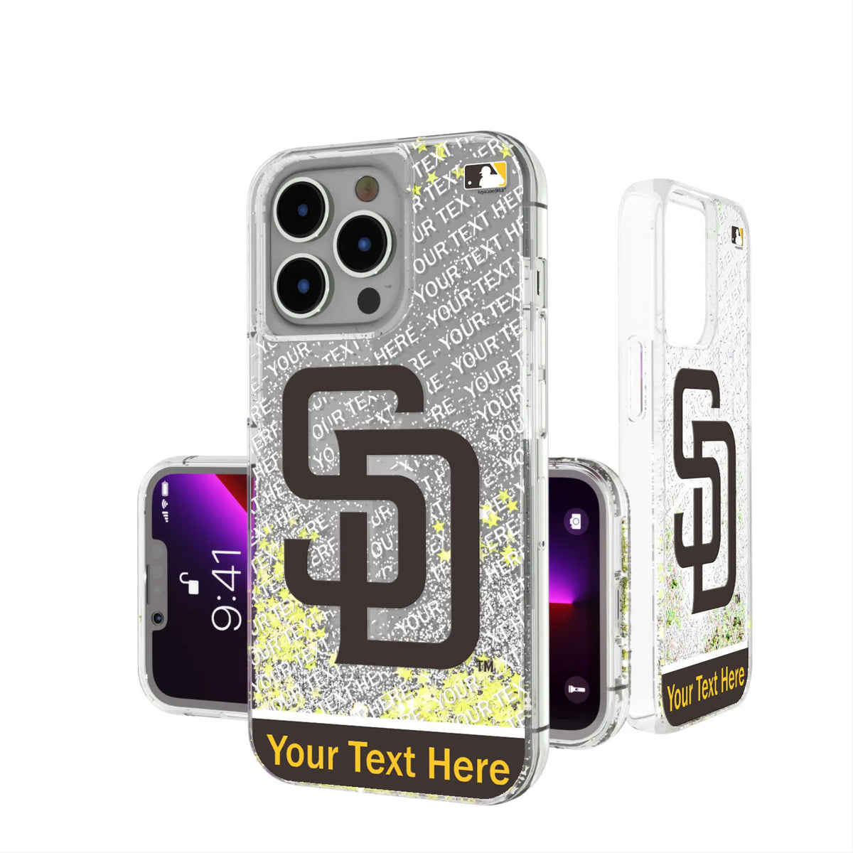 San Diego Padres Personalized EndZone Plus Glitter Phone Case for Apple iPhone
